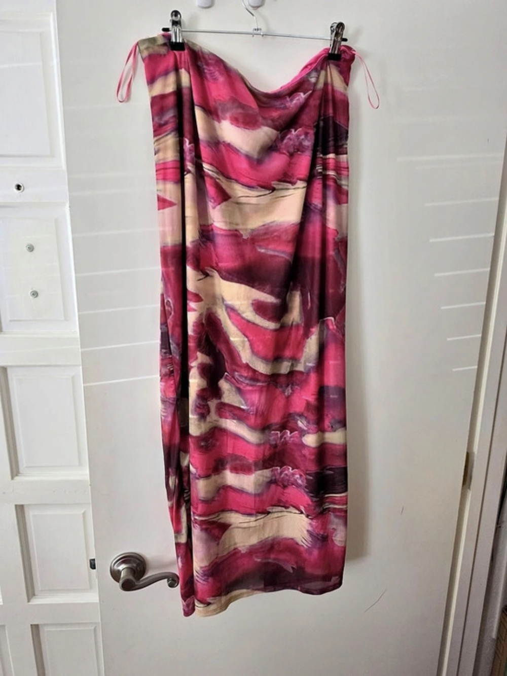 FASHION NOVA Abstract Draped Maxi Dress Pink & Brown Size 2X